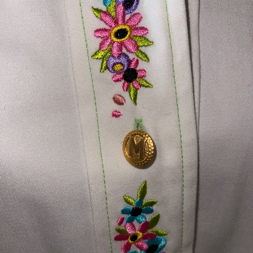 Bob Mackie XS Wearable Art May Pole Shirt White - Picture 4 of 12